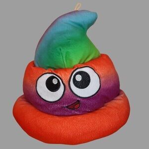 12" Rainbow Poop Emoji HAT by Fiesta Six Flags C17929 Costume Party Soft Plush